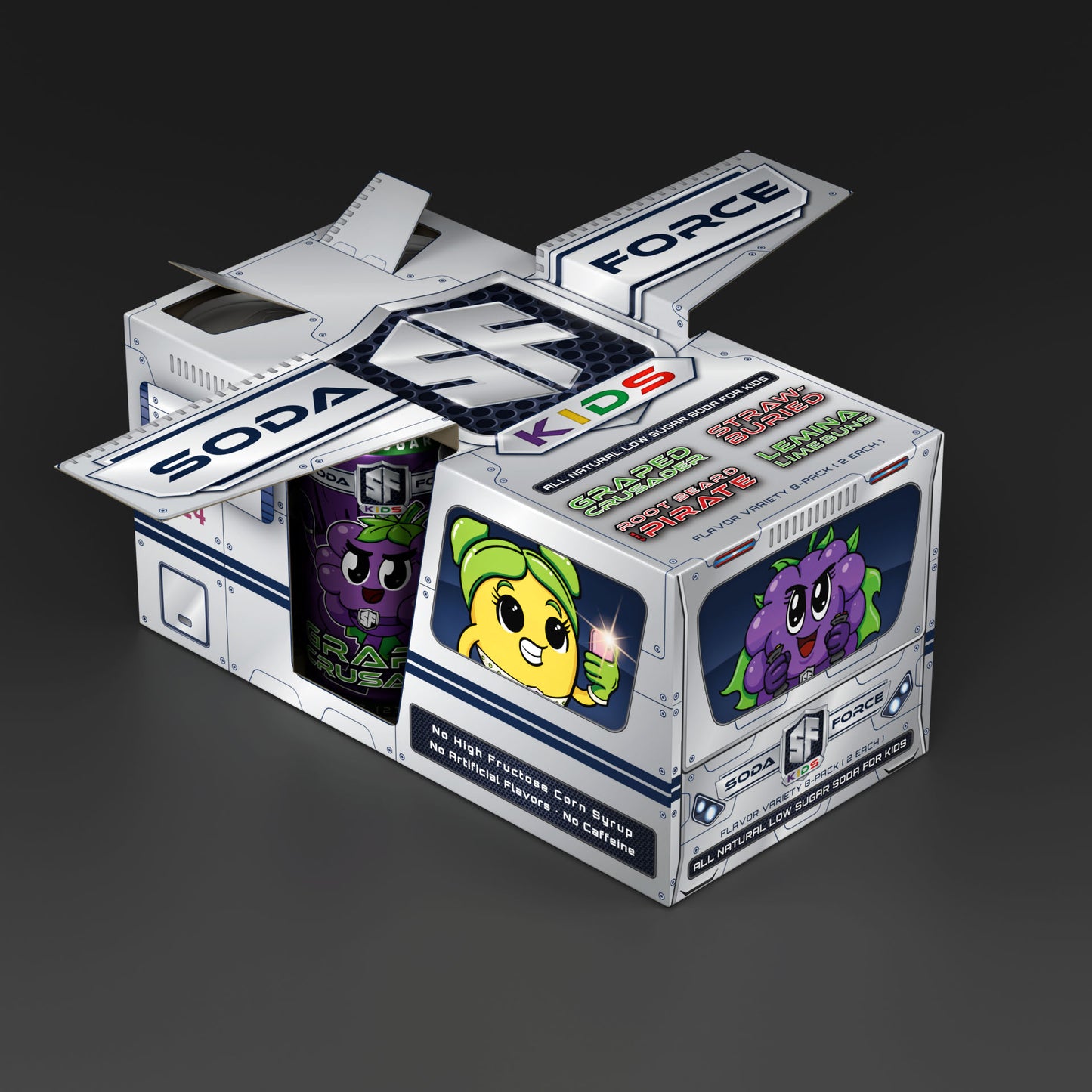 Soda Force Kids SF-24 Spacecraft - Variety 8-Pack, Soda for Kids