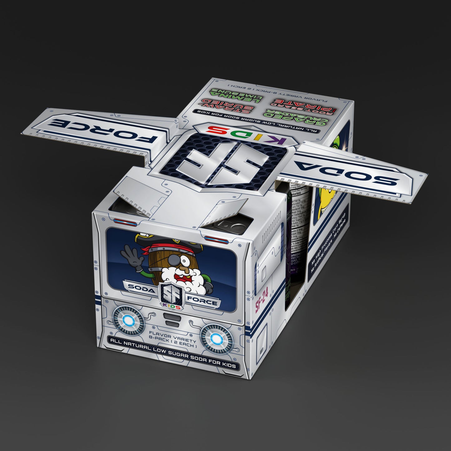 Soda Force Kids SF-24 Spacecraft - Variety 8-Pack, Soda for Kids